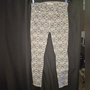 7 For All Mankind Womens Size 27 Pastel Stained Glass Mosaic Print Skinny Jeans